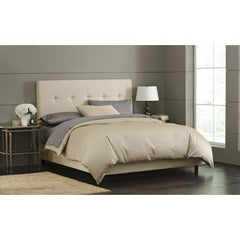Button Tufted Bed in Oatmeal by Skyline Furniture | 68XBED (Oatmeal)