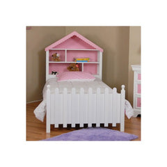 Color Box Twin Doll House Bed in White/Pink by Comfort Decor | SAV-011-01-W