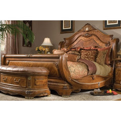 Cortina Sleigh Bed in Honey Walnut by AICO | 6501 / 6502 / 6503