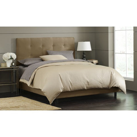 Double Button Tufted Bed in Khaki by Skyline Furniture | 79XBED (Khaki)