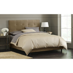 Double Button Tufted Bed in Khaki by Skyline Furniture | 79XBED (Khaki)