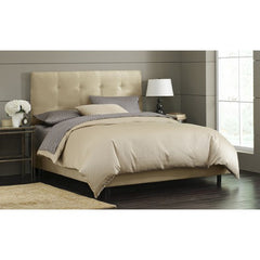 Double Button Tufted Bed in Oatmeal by Skyline Furniture | 79XBED (Oatmeal)
