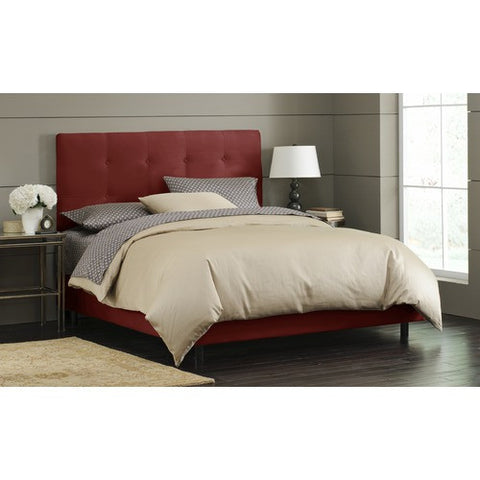 Double Button Tufted Bed in Red by Skyline Furniture | 79XBED (Red)