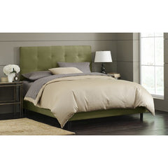 Double Button Tufted Bed in Sage by Skyline Furniture | 79XBED (Sage)