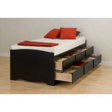 Prepac Sonoma Tall Twin Platform Storage Bed Black Finish BBT-4106