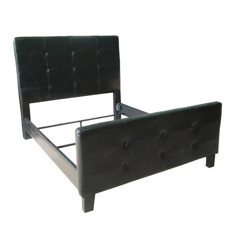 Faux Leather Queen Tufted Button Bed in Brown by Kinfine | K3177-E074