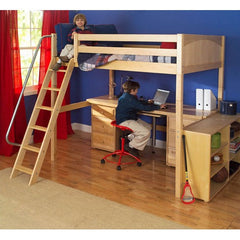 Full High Loft Bed with Long Desk and 3 1/2 Drawer Chest by Maxtrix Kids | Grand 3 / Giant 3