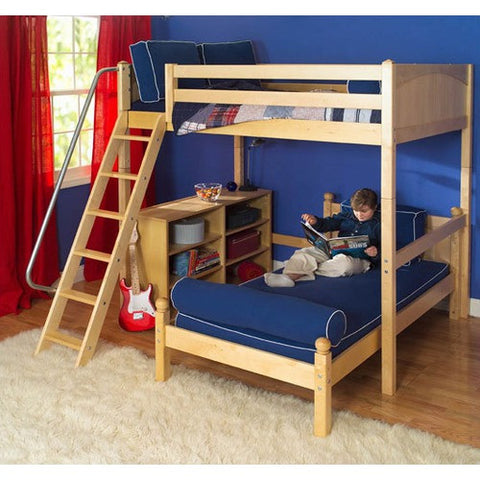 Full Over Full High Loft Bunk Bed with Six Shelf Bookcase by Maxtrix Kids | Grand 4 / Giant 4