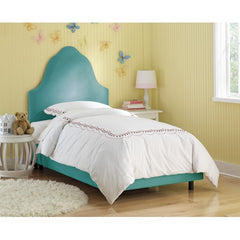 High Arc Micro-Suede Upholstered Bed in Azure by Skyline Furniture | 580BEDPAZURE / 581BEDPAZURE