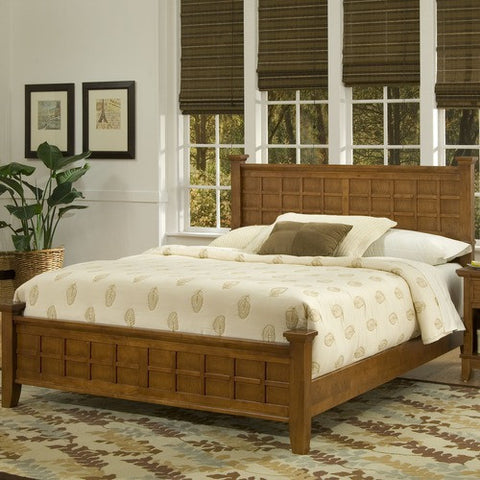 Arts and Crafts Queen Bed in Warm Cottage Oak by Home Styles | 88-5180-500