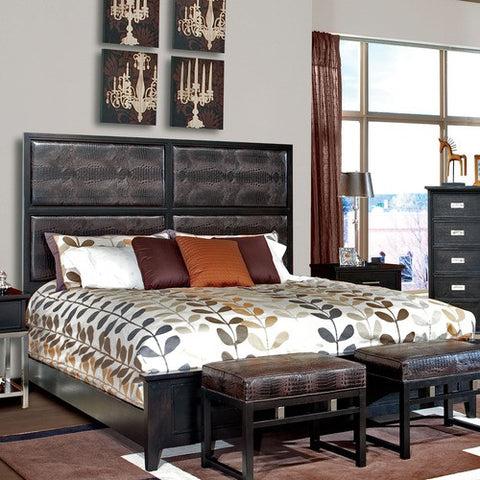 Solid Panel Bed in Black Crystal by Howard Miller | 951116BC / 951117BC