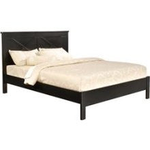 Linon Solid Pine Queen Bed in Distressed Antique Black