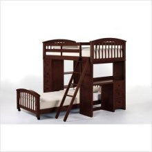 Ne Kids School House Student Loft Bed with Additional Lower Twin Bed