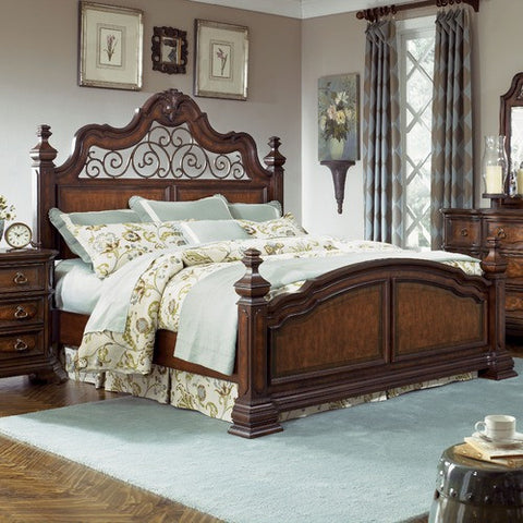 Royal Traditions Low Poster Bed in Distressed Chestnut by Legacy Classic Furniture | 1080-4215 / 1080-4216