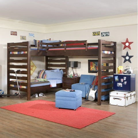 Solutions L-Shaped Loft Bed with Lower Twin in Distressed Brown Cherry by Legacy Classic Furniture | 1962-8311