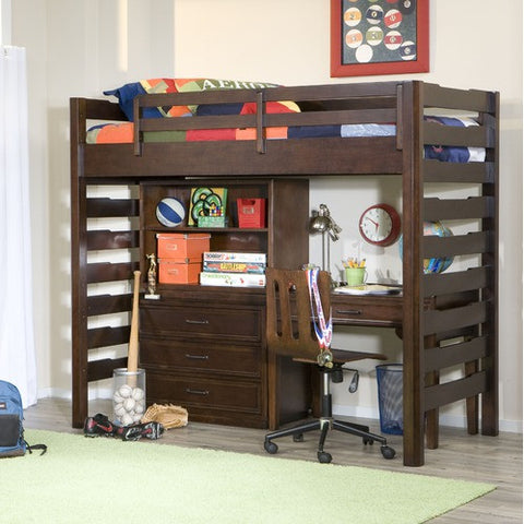 Solutions Loft Bed with Workspace in Distressed Brown Cherry by Legacy Classic Furniture | 1962-8510 / 1962-8520
