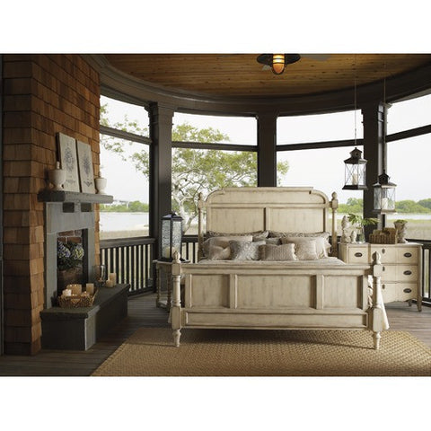 Twilight Bay Hathaway Panel Bed in Distressed Aged White Crackle Antique by Lexington | 01-0351-14C