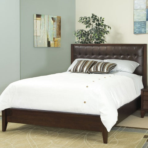 Saint Martin Leather Panel Bed by Ligna Furniture | N6847HF MOC / N6848HF MOC / N6849HF MOC