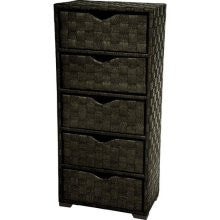 Oriental Furniture 25" Natural Fiber Chest of Drawers in Black