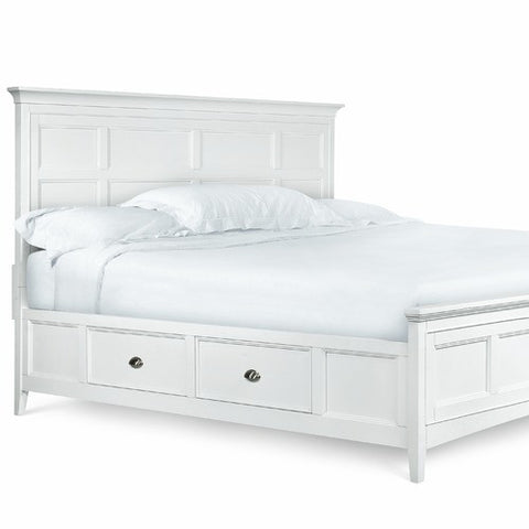 Kentwood Panel Bed with Storage Drawers in White by Magnussen | B1475