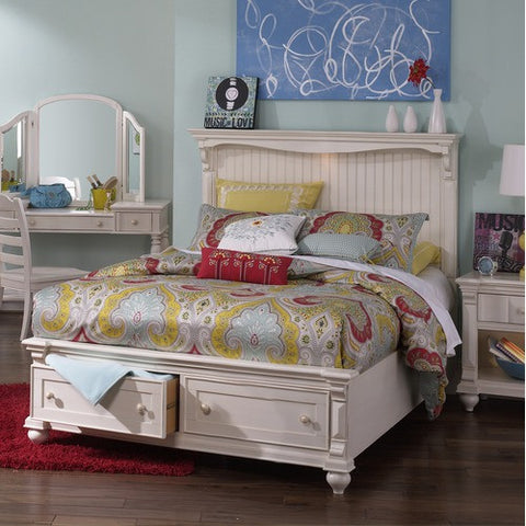 Summerhill Panel Storage Bed in Antique White by Magnussen | Y1858-55 / Y1858-65