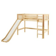 Awesome Slat Twin Mid Loft Bed with Straight Ladder and Slide by Maxtrix Kids | 101-00 / 1881-00