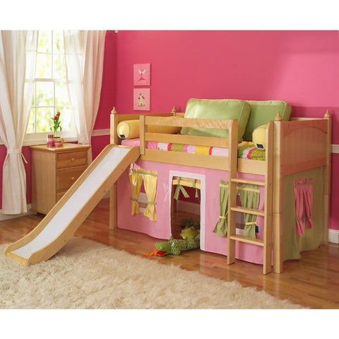 Marvelous Panel Twin Low Loft Bed with Straight Ladder and Slide by Maxtrix Kids | 100-00 / 1410-003