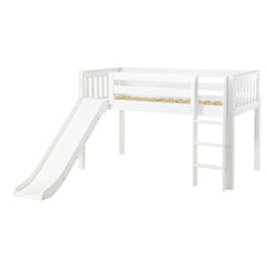 Marvelous Slat Twin Low Loft Bed with Straight Ladder and Slide by Maxtrix Kids | 101-00 / 1320-001