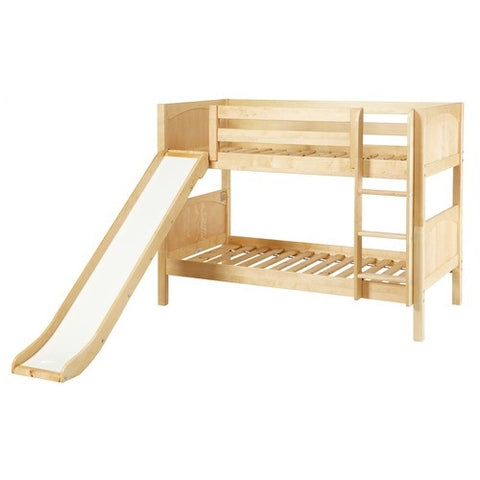 Smile Panel Twin Low Bunk Bed with Straight Ladder and Slide by Maxtrix Kids | 100-00 / 1881-00