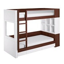 Nursery Works Duet Bunk Bed Snow Cabinet with Dark Frame and Drawers