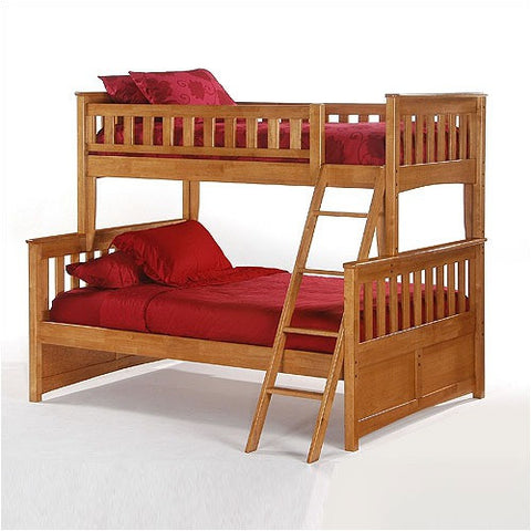Ginger Twin Over Full Bunk Bed in Medium Oak by Night & Day | PBTF2-GIN-MO Set