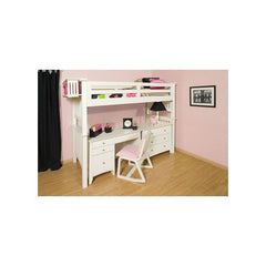 Mission White Series Extra Long Study Loft Bed by University Loft | MM Extra Long Study Loft