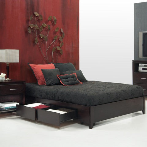 Nevis Simple Platform Storage Bed in Espresso by Modus | SP23DHF / PB23D