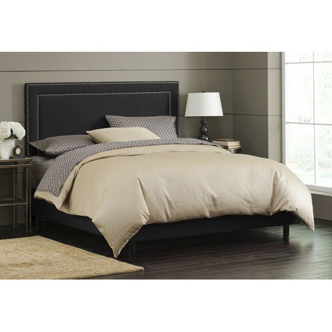 Nail Button Border Bed in Premier Black Upholstery by Skyline Furniture | 29XBED (Premier Black)