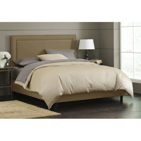 Nail Button Border Bed in Premier Khaki Upholstery by Skyline Furniture | 29XBED (Premier Khaki)