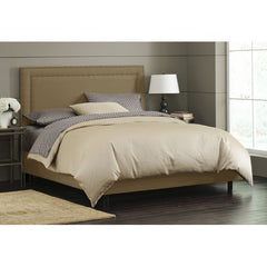 Nail Button Border Bed in Premier Khaki Upholstery by Skyline Furniture | 29XBED (Premier Khaki)