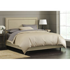 Nail Button Border Bed in Premier Oatmeal Upholstery by Skyline Furniture | 29XBED (Premier Oatmeal)