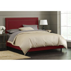 Nail Button Border Bed in Premier Red Upholstery by Skyline Furniture | 29XBED (Premier Red)
