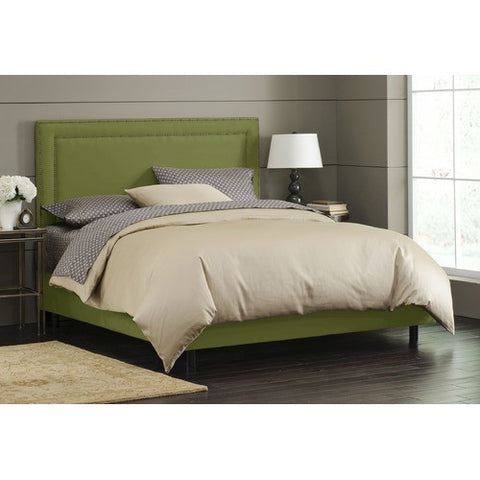 Nail Button Border Bed in Premier Sage Upholstery by Skyline Furniture | 29XBED (Premier Sage)