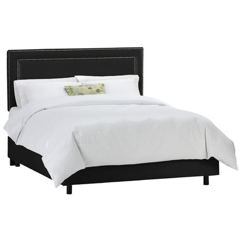 Nail Button Border Bed in Shantung Black by Skyline Furniture | 29XBED (Shatung Black)