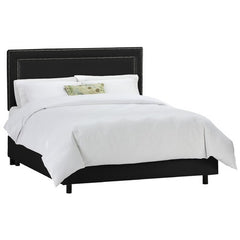 Nail Button Border Bed in Shantung Black by Skyline Furniture | 29XBED (Shatung Black)