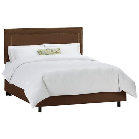 Nail Button Border Bed in Shantung Chocolate by Skyline Furniture | 29XBED (Shantung Chocolate)