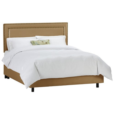 Nail Button Border Bed in Shantung Khaki by Skyline Furniture | 29XBED (Shantung Khaki)