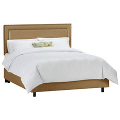 Nail Button Border Bed in Shantung Khaki by Skyline Furniture | 29XBED (Shantung Khaki)