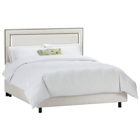 Nail Button Border Bed in Shantung Pearl by Skyline Furniture | 29XBED (Shantung Pearl)