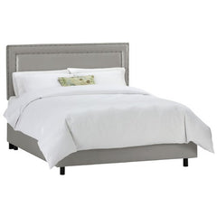 Nail Button Border Bed in Shantung Silver by Skyline Furniture | 29XBED (Shantung Silver)