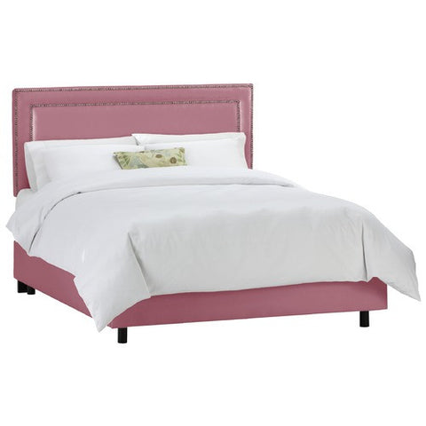 Nail Button Border Bed in Shantung Woodrose by Skyline Furniture | 29XBED (Shantung Woodrose)