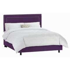 Nail Button Border Bed in Velvet Aubergine by Skyline Furniture | 29XBED (Velvet Aubergine)