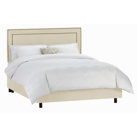Nail Button Border Bed in Velvet Buckwheat by Skyline Furniture | 29XBED (Velvet Buckwheat)