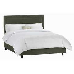 Nail Button Border Bed in Velvet Pewter by Skyline Furniture | 29XBED (Velvet Pewter)